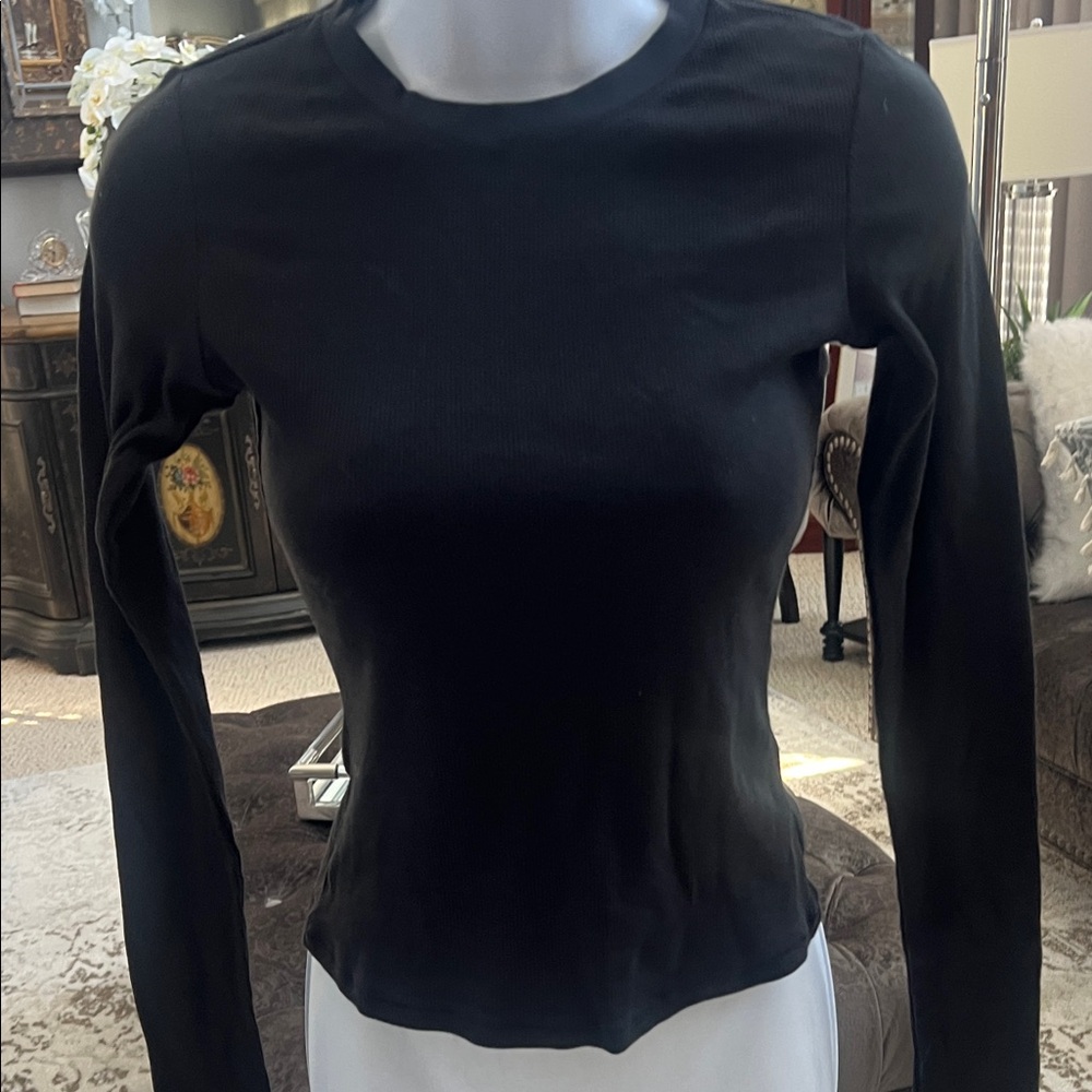 Skims cotton rib Black Long Sleeve Top